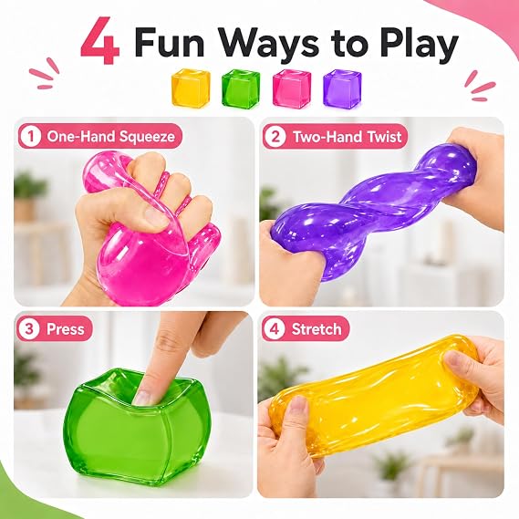 Cube Fidget Squishy Toy,Dough Stress Balls Soft,Slow Rising Maltose Cube Toys,Stretchy Squeeze Anxiety Relief Sensory & Focus,Classroom Prize Party Gifts Stuffers for Kids Teen Adults Autism