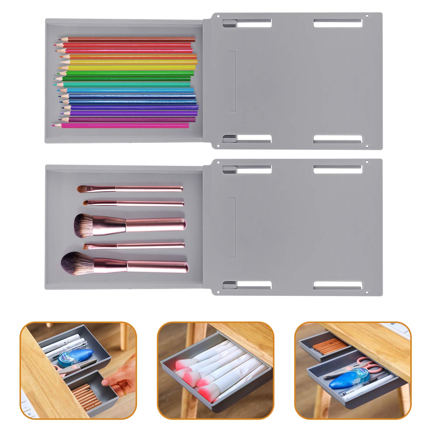 Buy teyiwei Gray SelfAdhesive Drawer Organiser Trays,Tray Desk Table