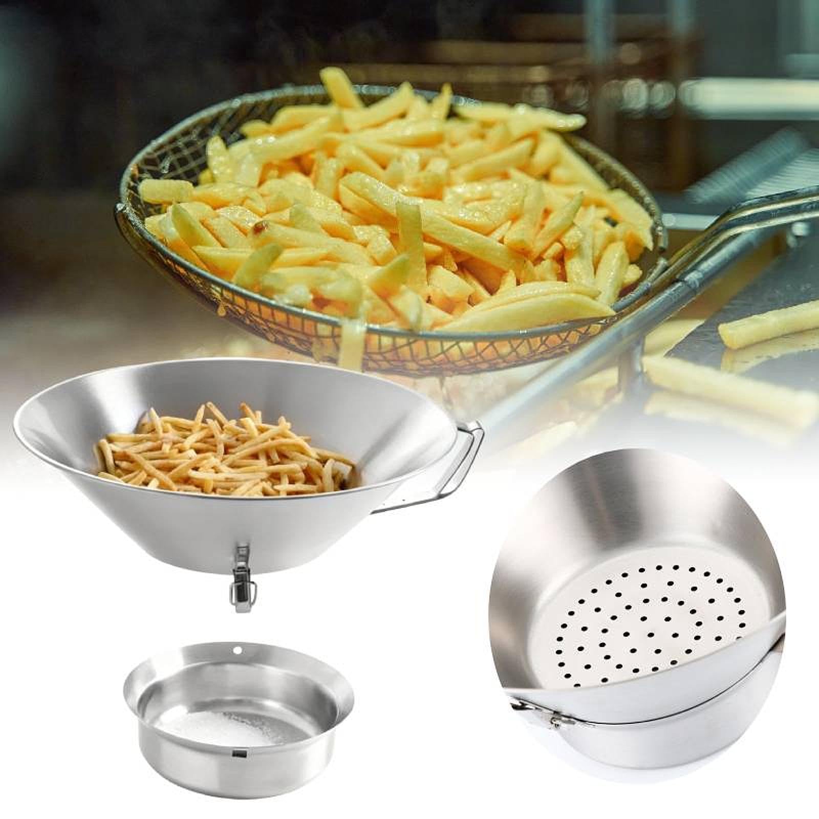 Edelstahl Filterschüssel, Ölsiebschüssel, Stabiler Griff, Friteusenzubehör