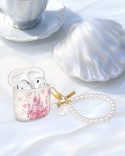 Miniatura 5 de Coralogo Funda para AirPods 21 con llavero de perlas, diseño de concha con purpurina para niñas, bonita y elegante funda Kawaii para Apple para