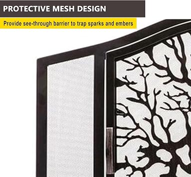 Fireplace Screen with Magnetic Doors,Large Metal Fireplace Screen for Home,Spark Guard,Decorative Metal Furnace Fireguards,Baby Safe Spark Guard Protector