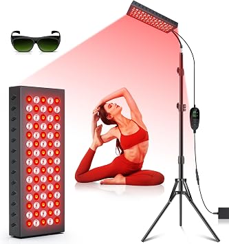 Astarexin Red Lights Therapy for Body Face و 75 LED Light Therapy Panel with Stand و 35 W 660nm Redlight و 850 nm Near Infrared Light Device for Full Knee Body Pain Relief Skin Care في المنزل