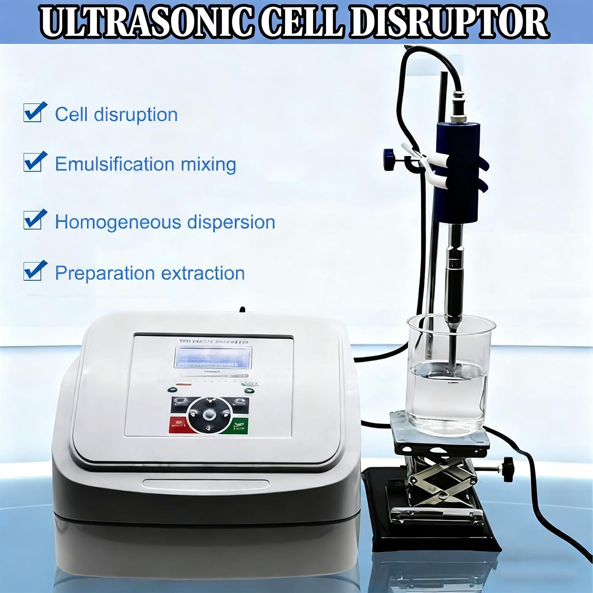 Homogenizator laboratoryjny 1-600 ml emulgator rozpraszający z cyfrowym sterowaniem, timer impulsów wł./wył., mini mikser zakłócający komórkę, timer 1s-99h, sonda 3 mm