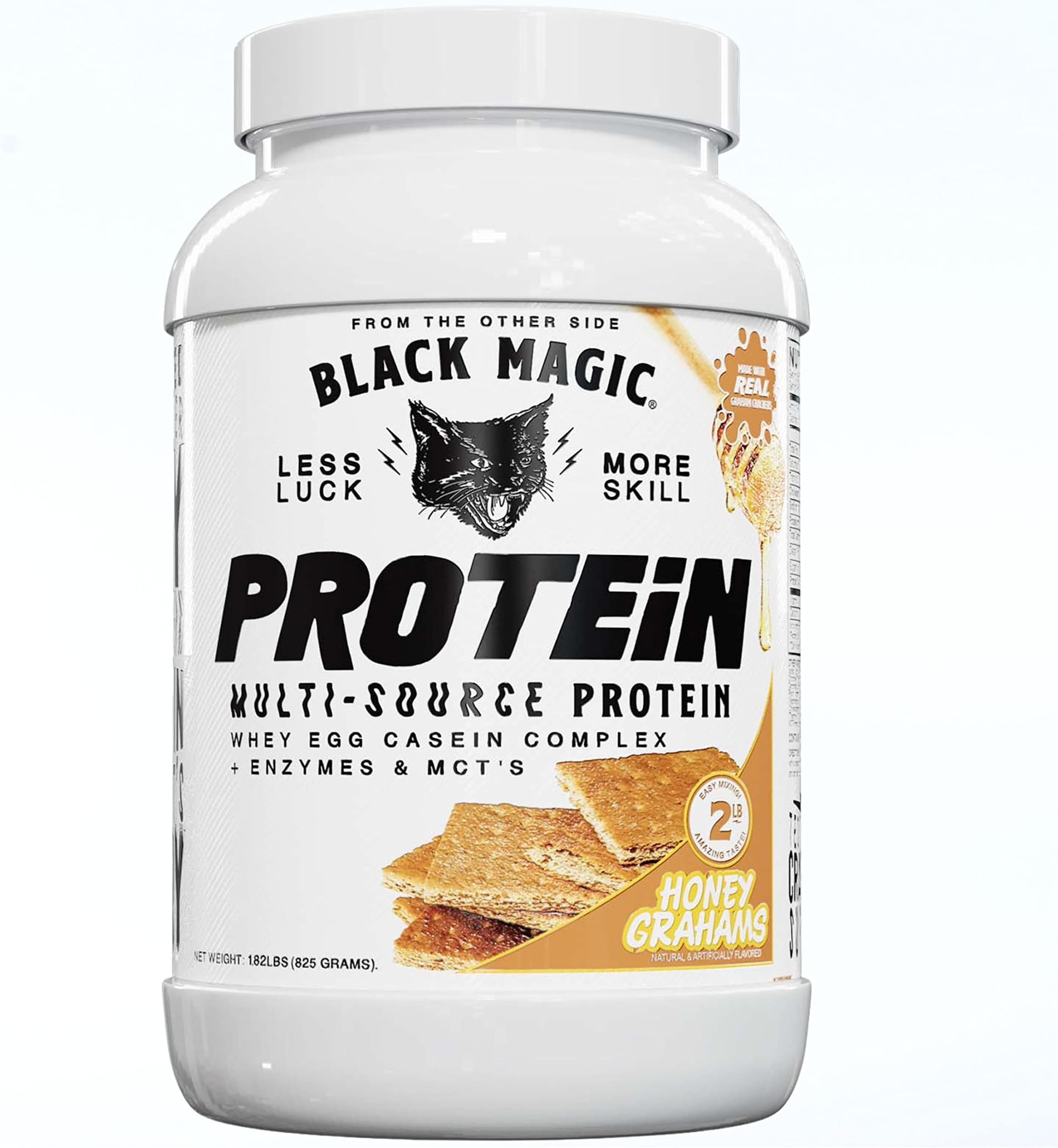 Black Magic Multi-Source Whey Protein Powder - Whey, Egg, Casein Complex with Enzymes & MCT's Keto, Low Sugar Pre/Post Workout Honey Graham Crackers Flavor 24g 2 LB, Pack of 1