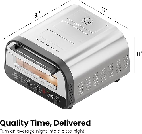 Miniatura 9 de CHEFMAN Horno de pizza para interiores  Hace pizzas de 12 pulgadas en minutos, calienta hasta 800 F  Máquina de pizza eléctrica para encimera con 5