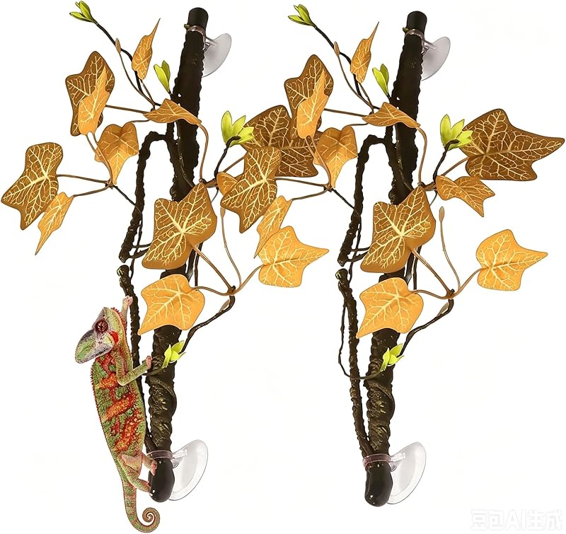 Planta Artificial Flexível para Terrário com Ventosas BNOSDM J165, Amarela, Pacote com 2