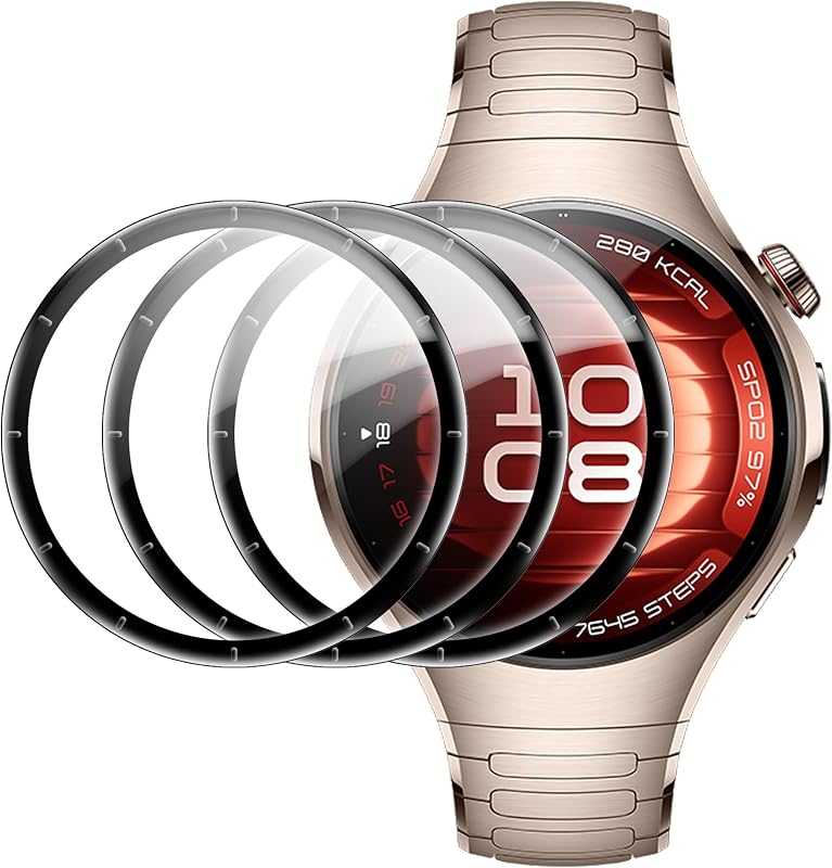 Película Protetora de Vidro Temperado para Huawei Watch 5 42 mm Suttkue, Cobertura 3D, Transparente, 3 Unidades