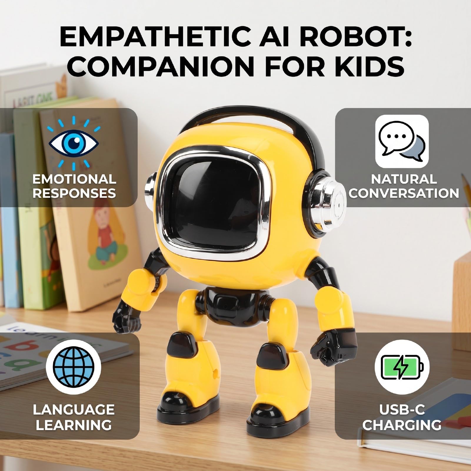Jiawu Juguete Interactivo del Compañero del Robot AI para el Material del ABS del Compañero de Escritorio del Aprendizaje Multilingüe de los Niños