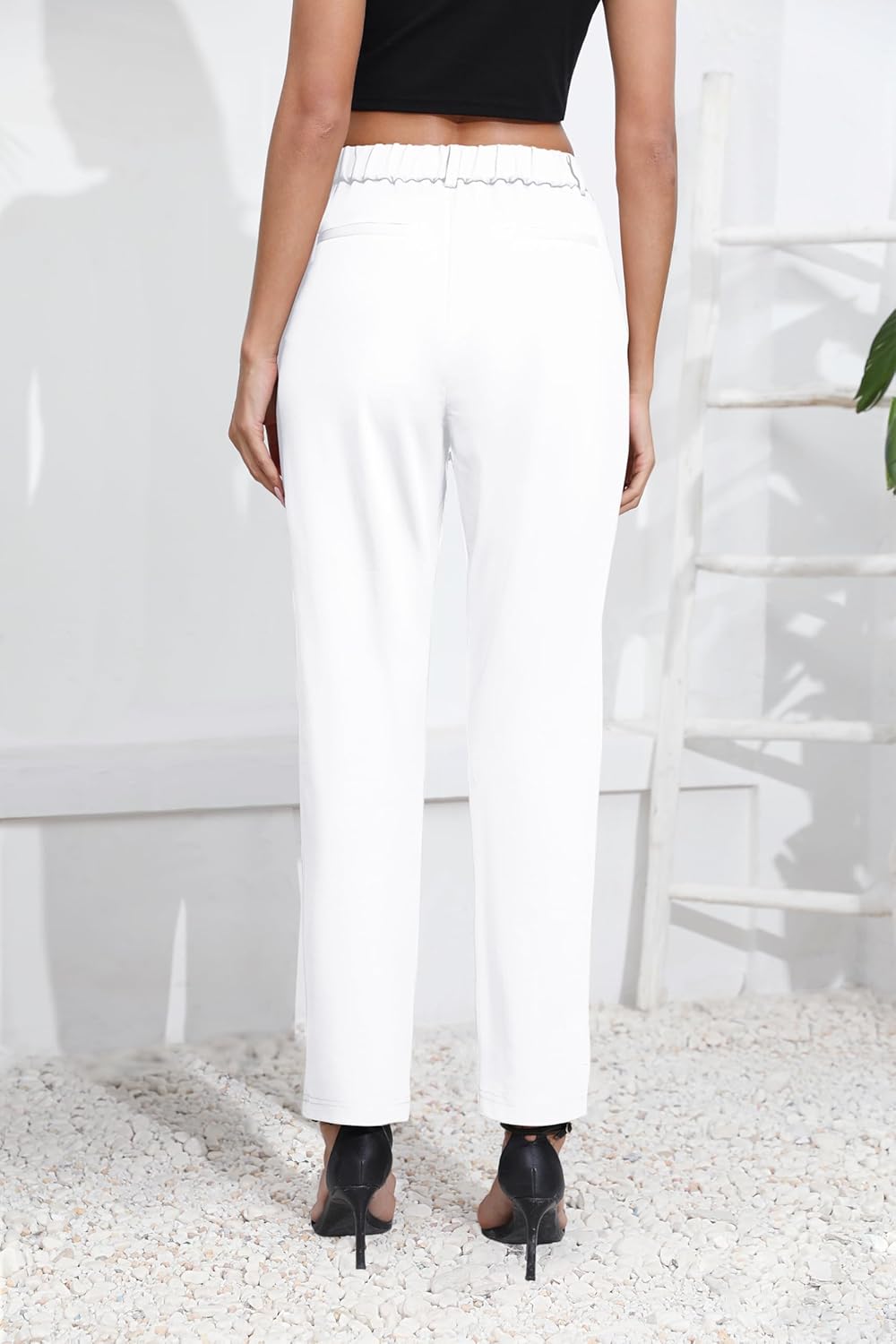 Urban CoCo Women's Elastic Waisted Dress Pants Business Work Casual Stretch Slacks with Pockets - Image 6