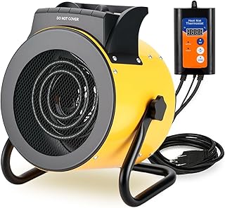 Greenhouse Heater with Digital Thermostat, 1500W/750W Electric Grow Tent Heater, IPX4 Waterproof, Overheat Protection,