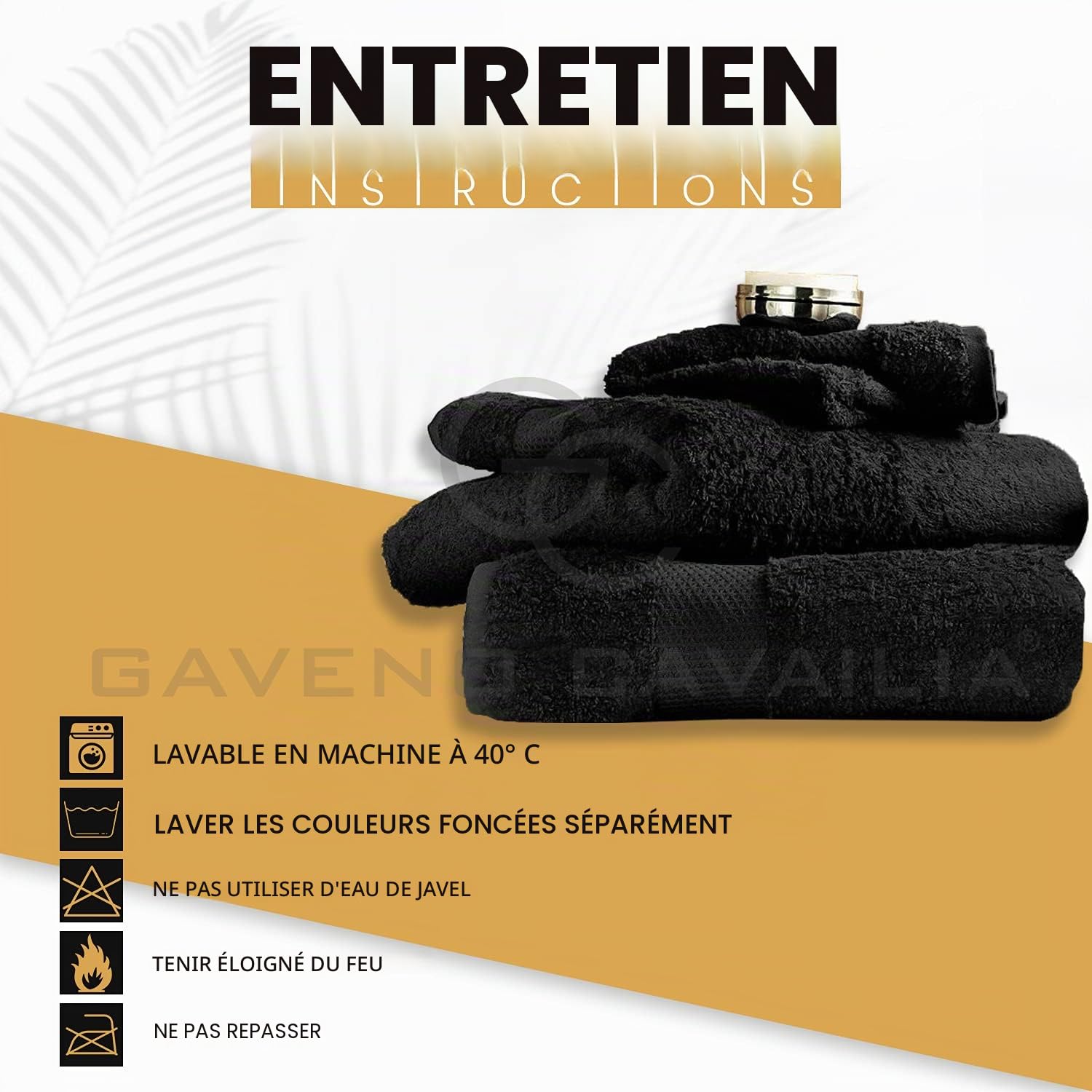 GC GAVENO CAVAILIA Lot de 2 Grandes Serviettes de Bain en Coton égyptien de 700 g/m² à séchage Rapide – Serviettes Douces au Toucher – Noir – 228,6 x 360,6 cm