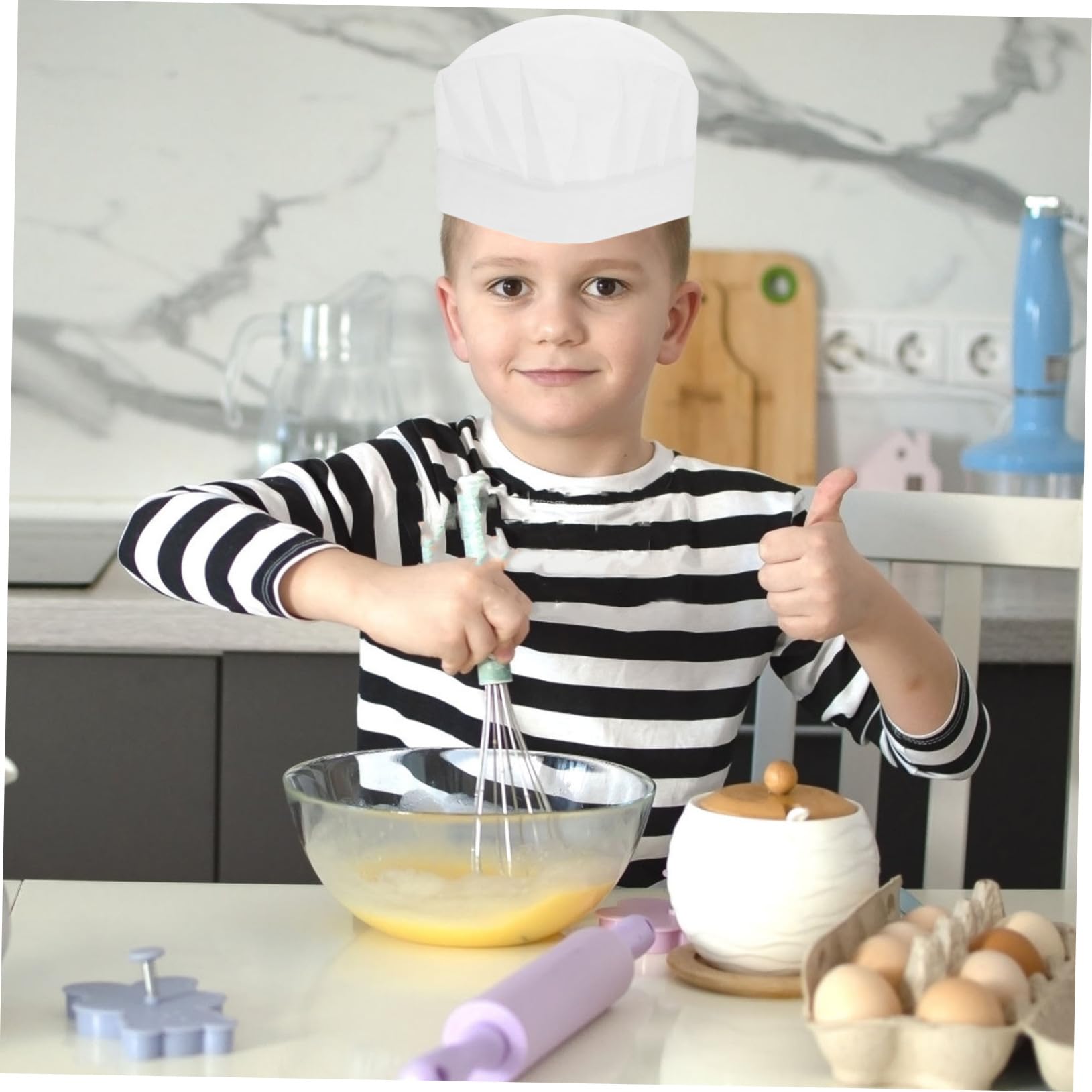 LIFKOME 20 Pezzi Cappello Cuoco Bambino Monouso Non Tessuto Bianco