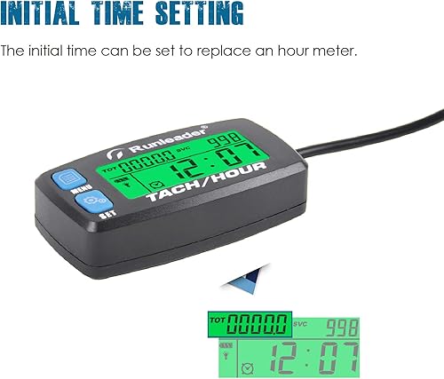 Miniatura 7 de Runleader Hour Meter Tachometer,Maintenance Reminder,Alert RPM,Backlit Display,Initial Hours Setting,Battery Replaceable,Use for ZTR Mower Generator