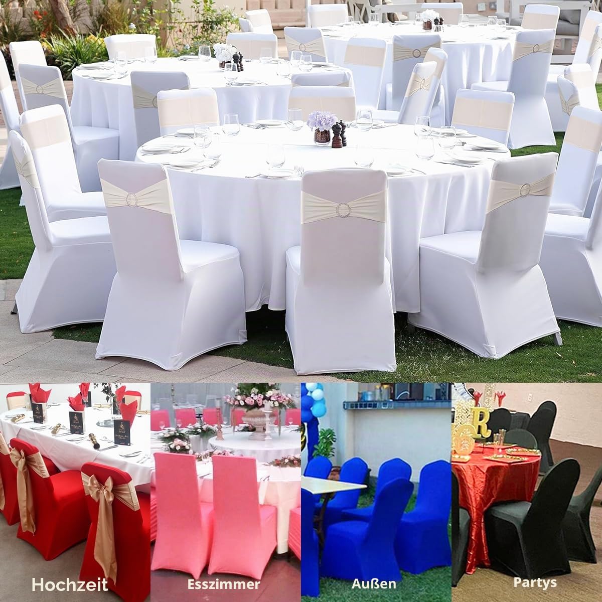 Stuhlhussen Weiß 50 Stück Stuhlüberzug Abnehmbarer Waschbarer Stuhlbezug für Schalenstühle, Stretch Stuhlhussen für Hochzeit, Party, Hotel, Restaurant