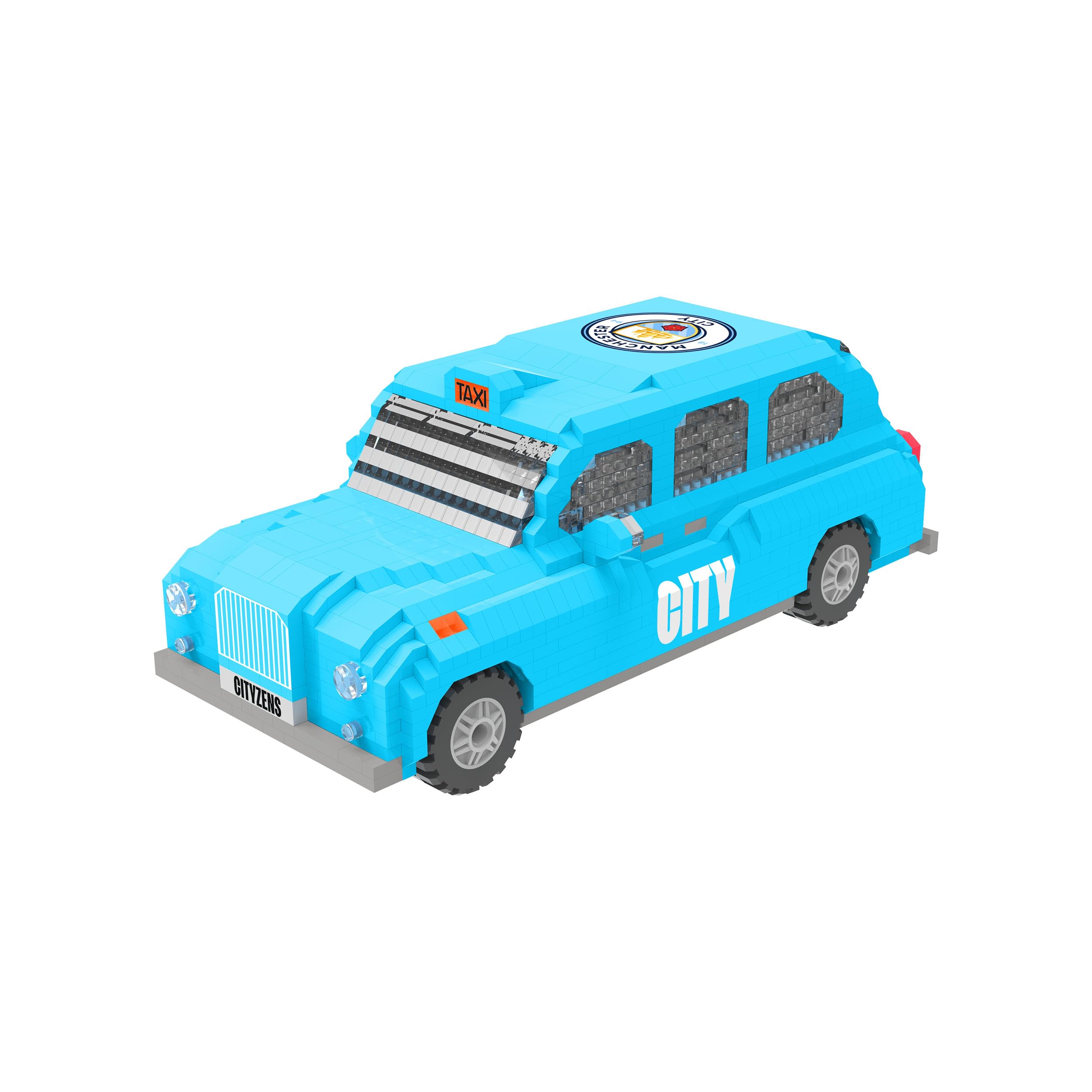 FOCO Officially Licensed Manchester City FC BRXLZ Taxi Cab 3D Bricks Construction Toy Model