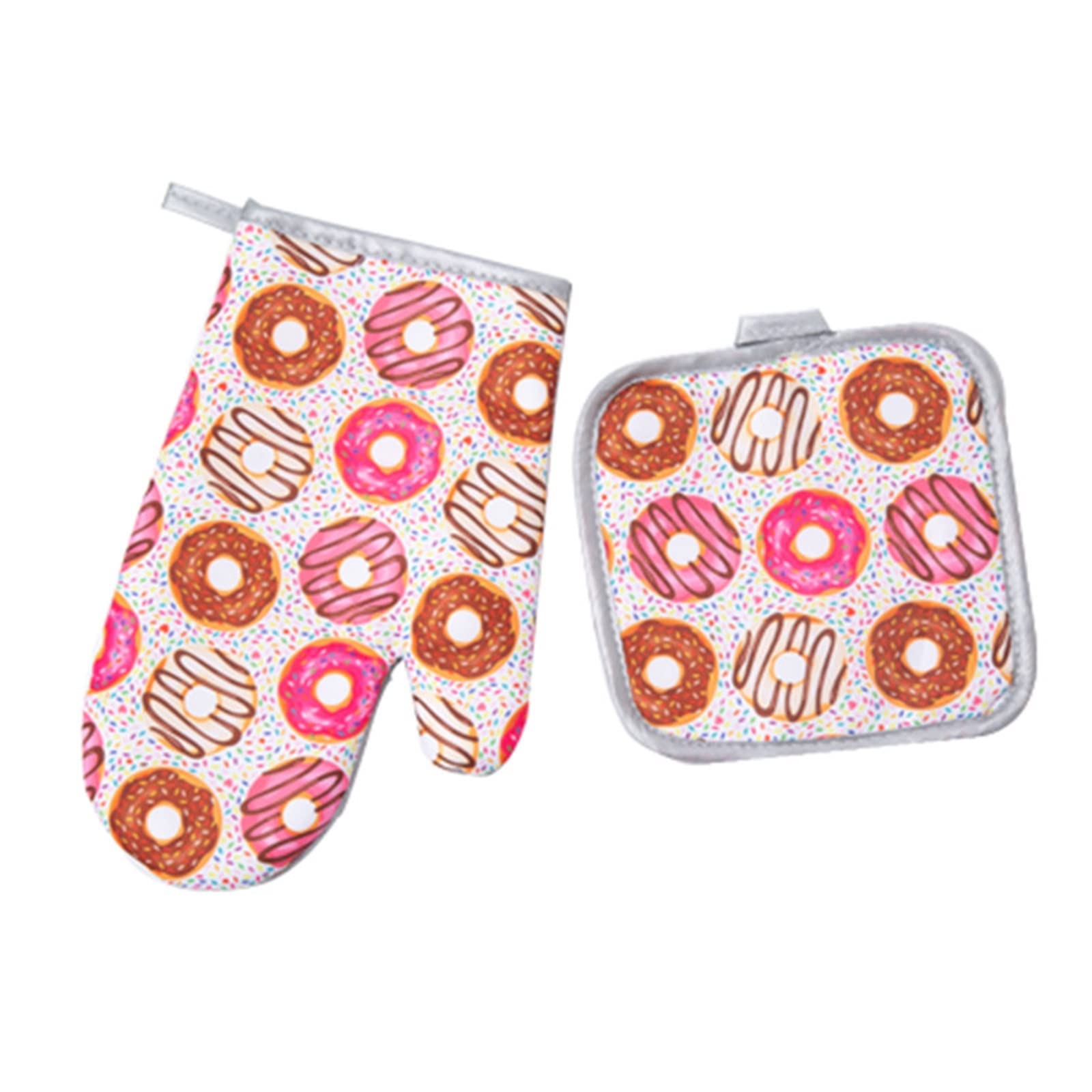 Gants isolants de Cuisson for Barbecue ou Cuisine, Gants for Micro-Ondes, Tapis de manique à Dessert, Gants de Cuisine en Coton, Coussin de manique(5)