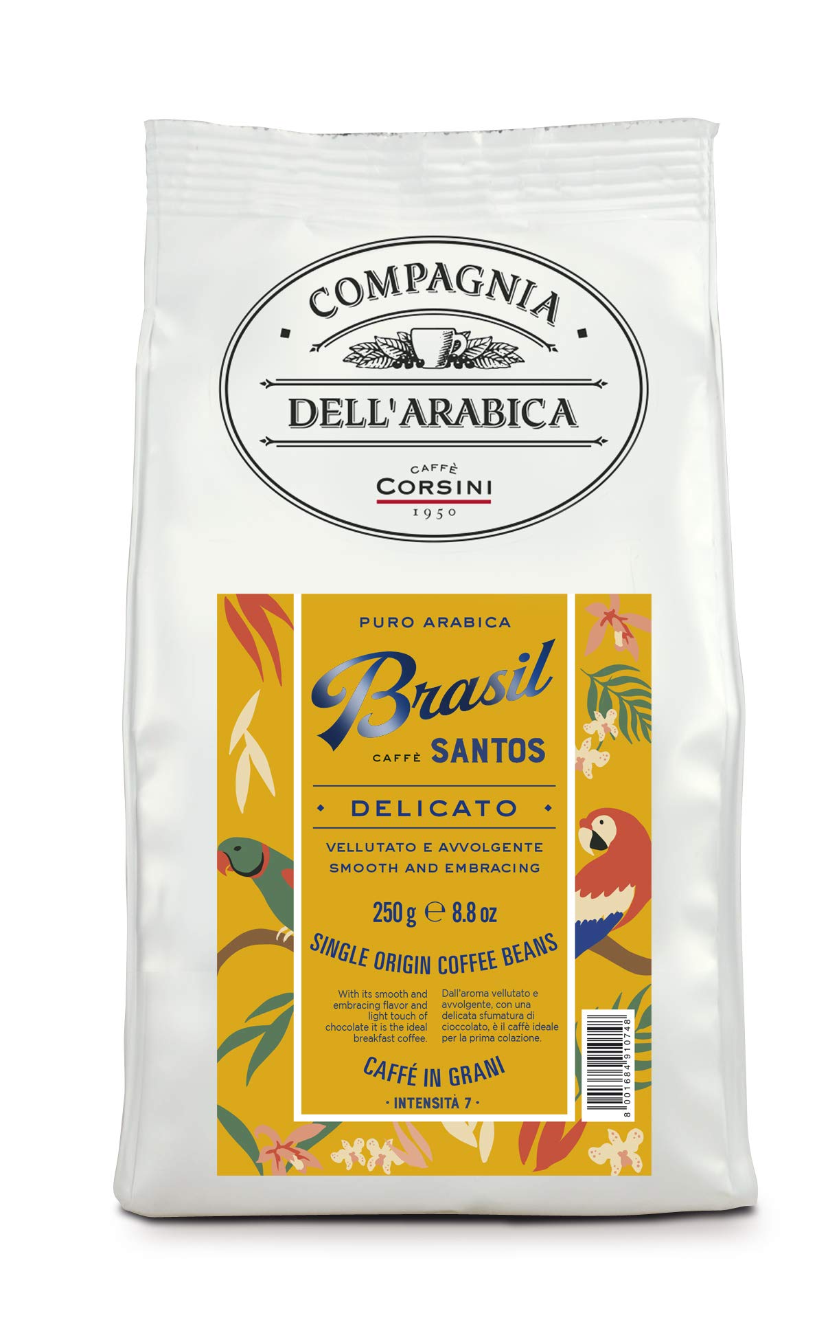 Caffè Corsini - Kawa Ziarnista 3x250g Compagnia Dell'Arabica Mix Brazylia/Kolumbia/Indie, Single Origin, Łącznie 750 g