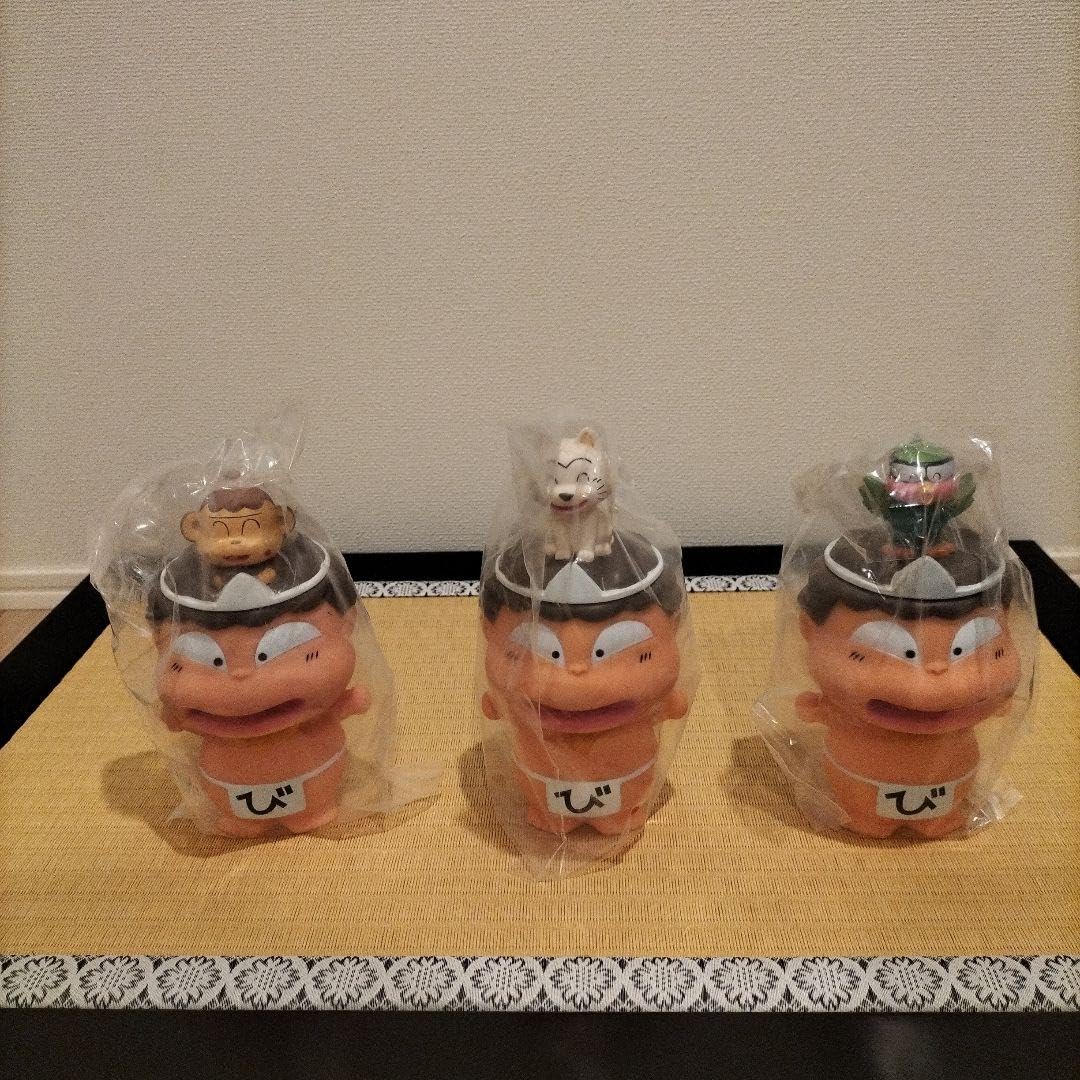 桃太郎電鉄の縁起物!しあわせ三像 ソフビ貯金箱三体セット