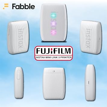 Fujifilm Instax Mini Link 3 Smartphone Printer with Instax Mini Films and Pixibytes Microfiber Cleaning Cloth (2 x Twin Pack (40 Sheets), Clay White)