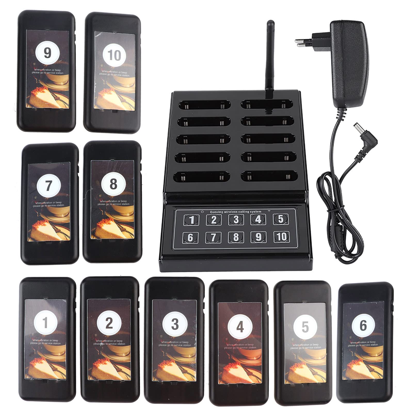 ASHATA de Llamadas Inalámbrico con 1 Transmisor + 20 Localizadores Receptores, de Paginación para Huéspedes Portátil,Call Restaurante Invitados Espera(Negro) (1)