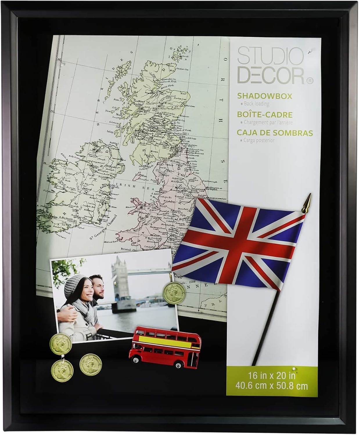 Studio Decor 16" x 20" Black Shadow Box - Easy Back Loading Frame with Velour Backing, Includes Pre-attached Hanging Hardware - 1 Pack