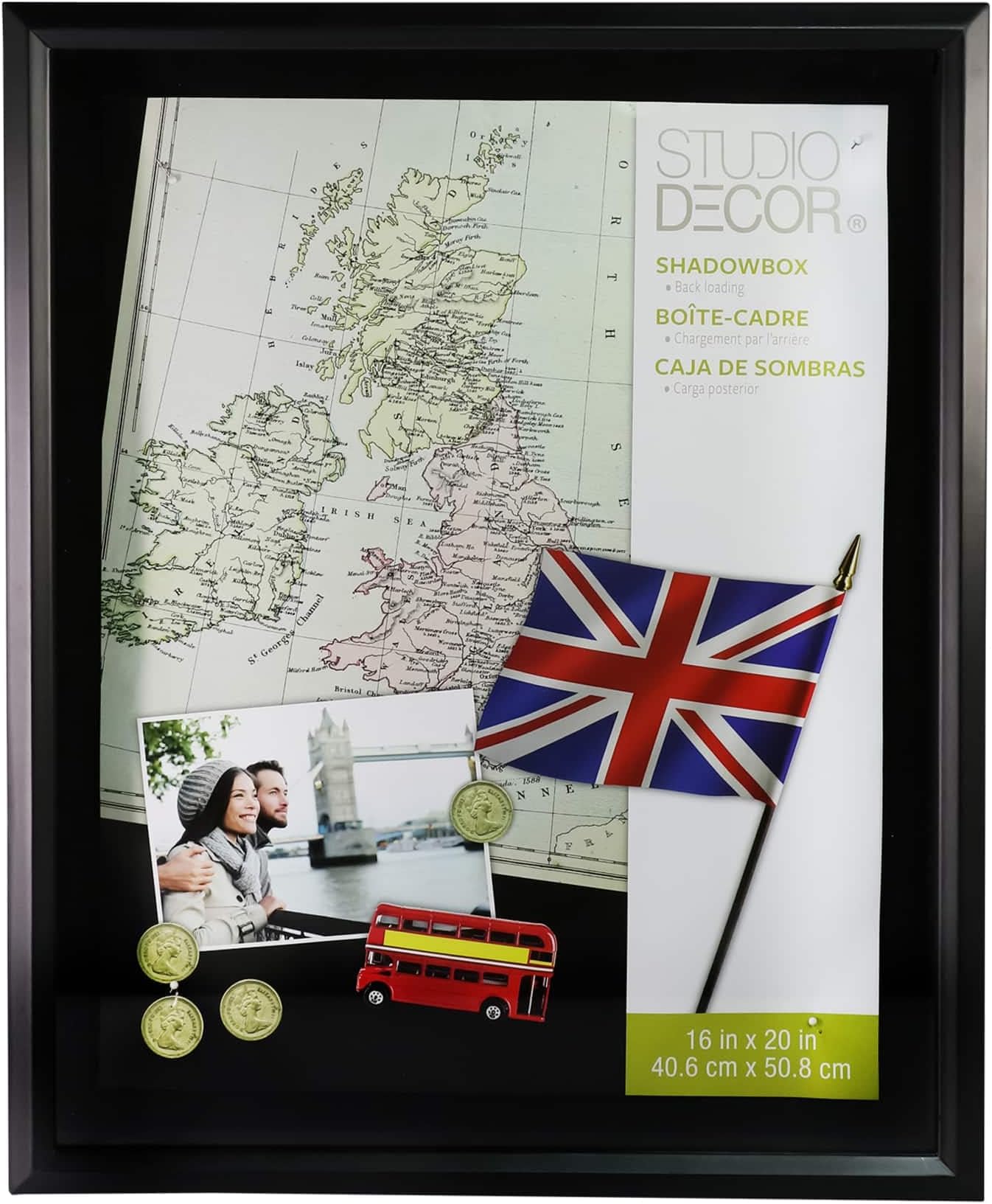 Studio Decor 16" x 20" Black Shadow Box - Easy Back Loading Frame with Velour Backing, Includes Pre-attached Hanging Hardware - 1 Pack