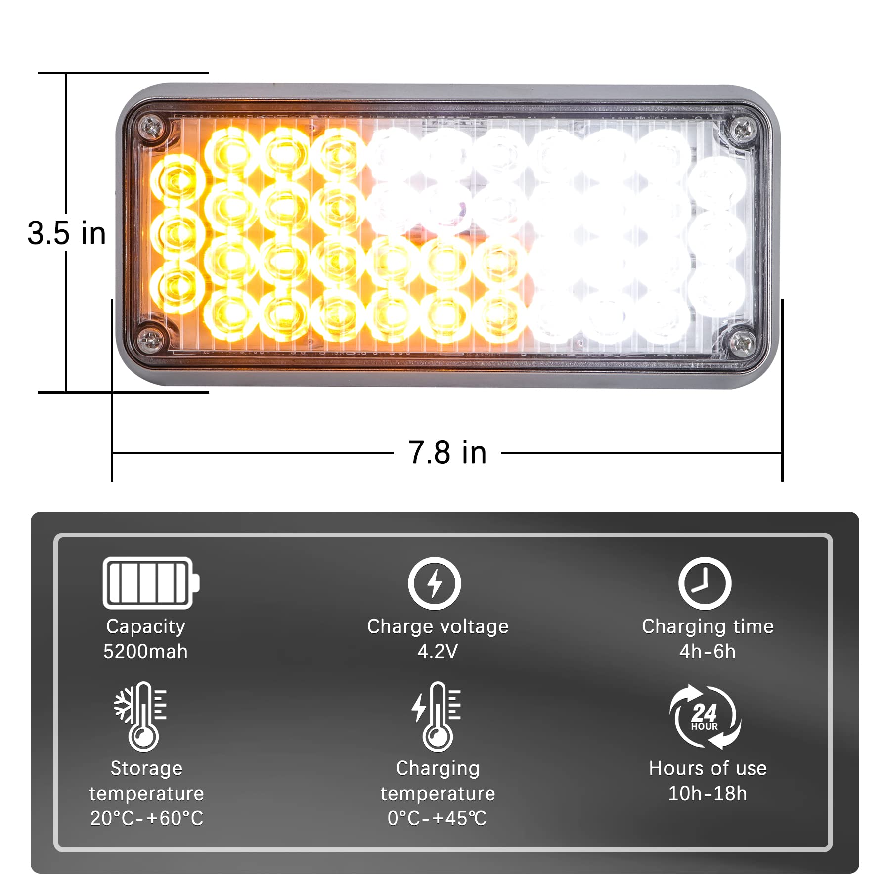 2 luces estroboscópicas magnéticas intermitentes, baliza recargable inalámbrica de montaje en superficie, luz de emergencia portátil de advertencia de 42 LED para camión, furgoneta, camión