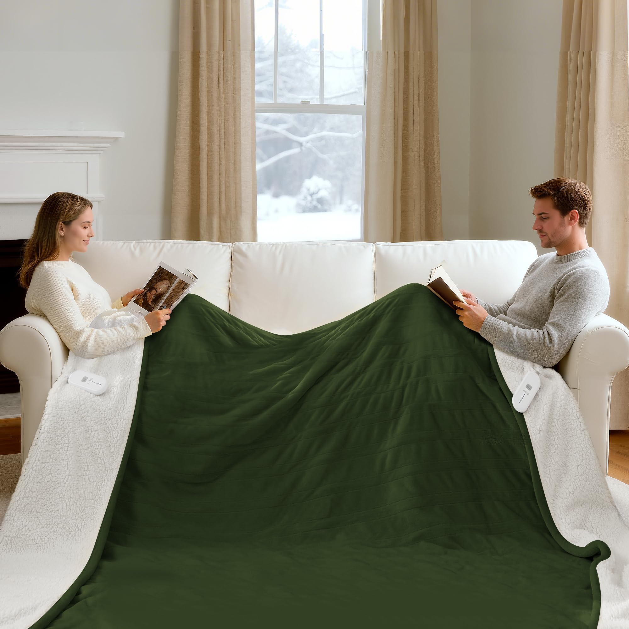 FVERWAG Green Heated Blanket King Size