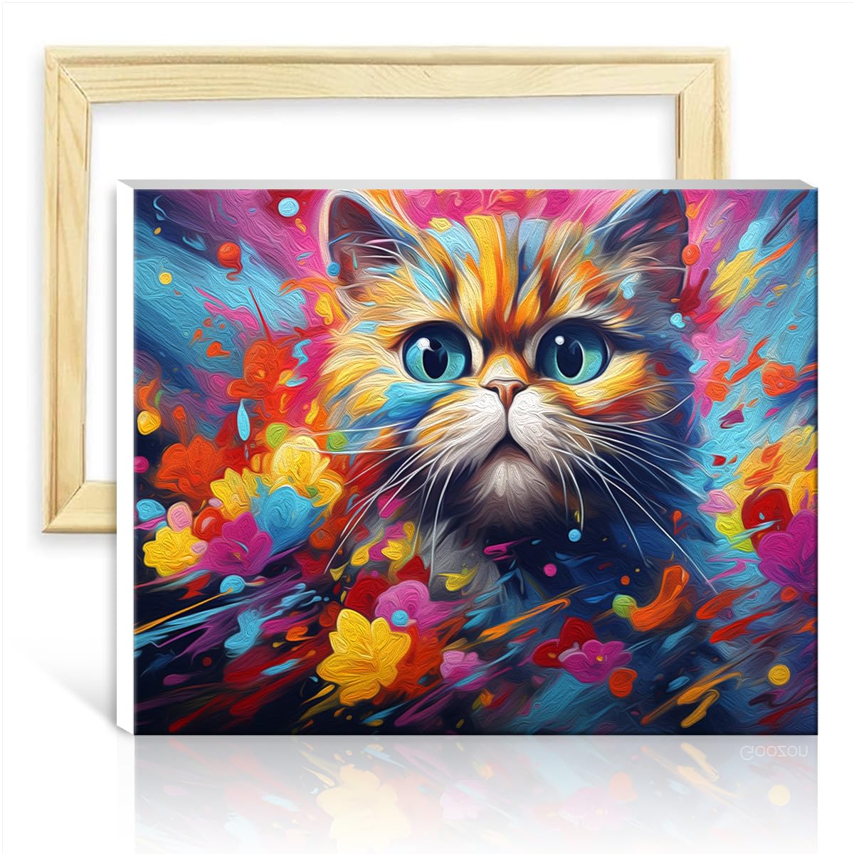 TANGFEIY on Canvas Painting Color cat Paint by Numbers Adults Beginner Acrylic Number with Paintbrushes Number Painting Anti Stress Toys with Frame(30x40cm)