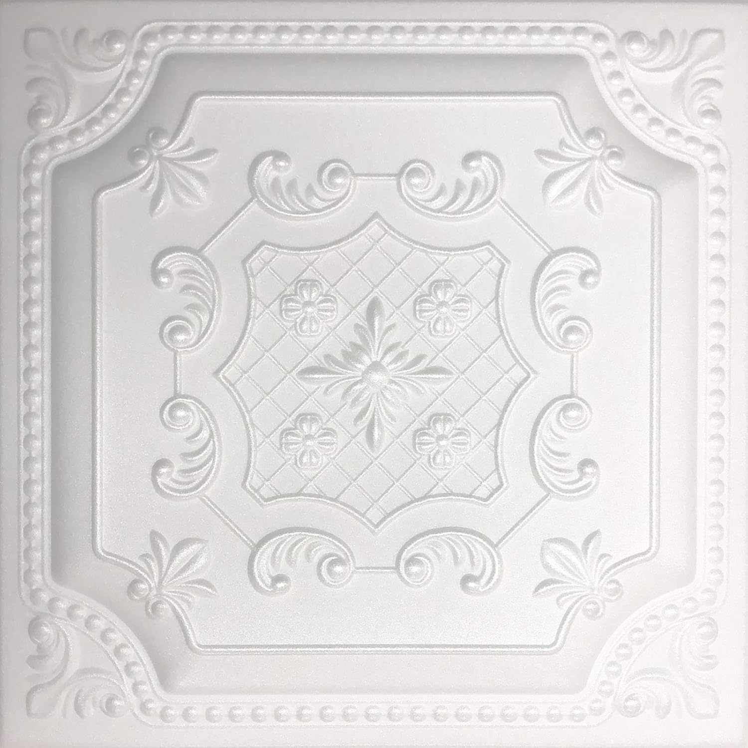White Styrofoam Decorative Ceiling Tile Princess (Case of 40 Tiles)