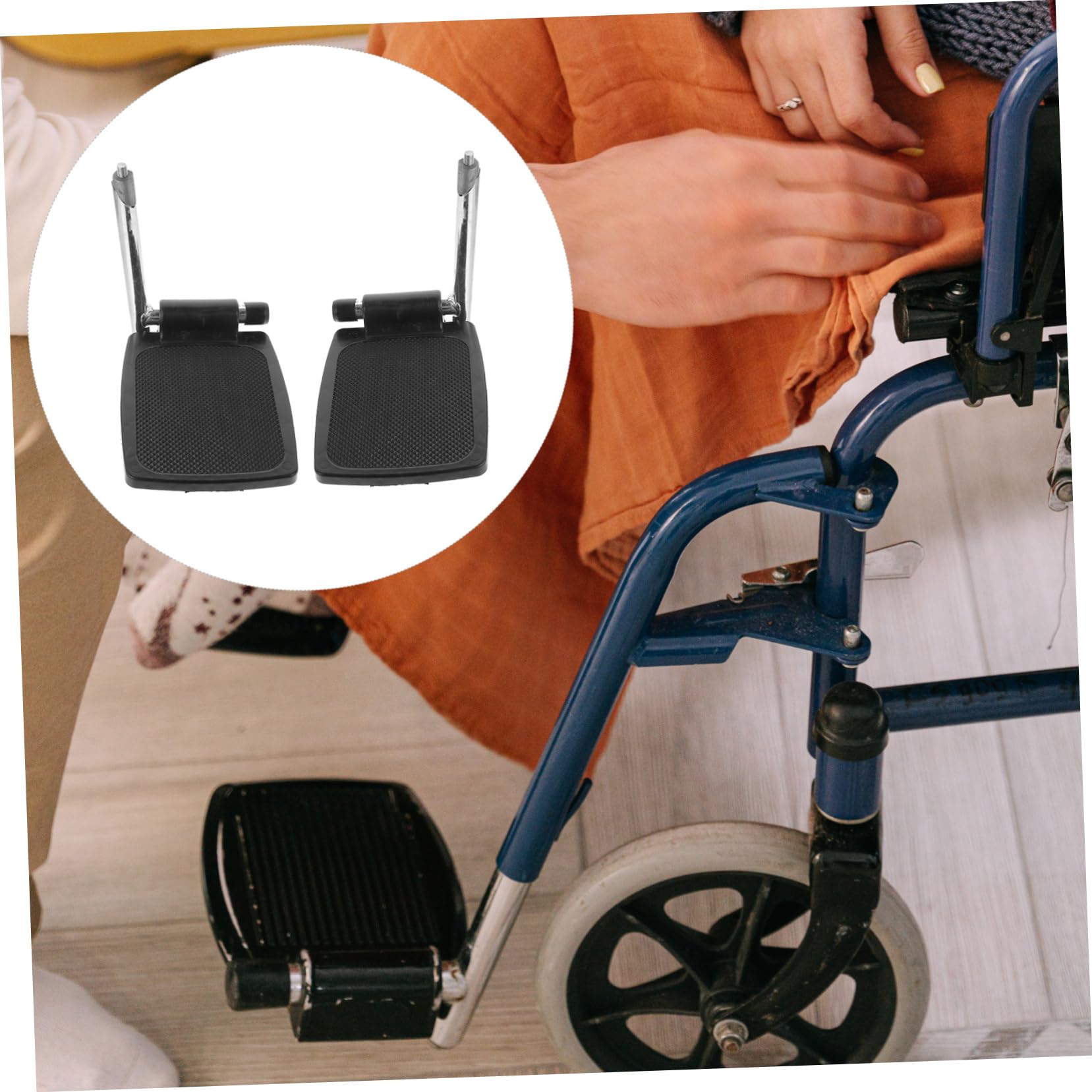 Reposapiés para Silla de Ruedas con Poste, 1 Par, Negro | Plástico, Adaptación y Protección Antideslizante, Repuesto para Movilidad Diaria, Edades Color Aleatorio