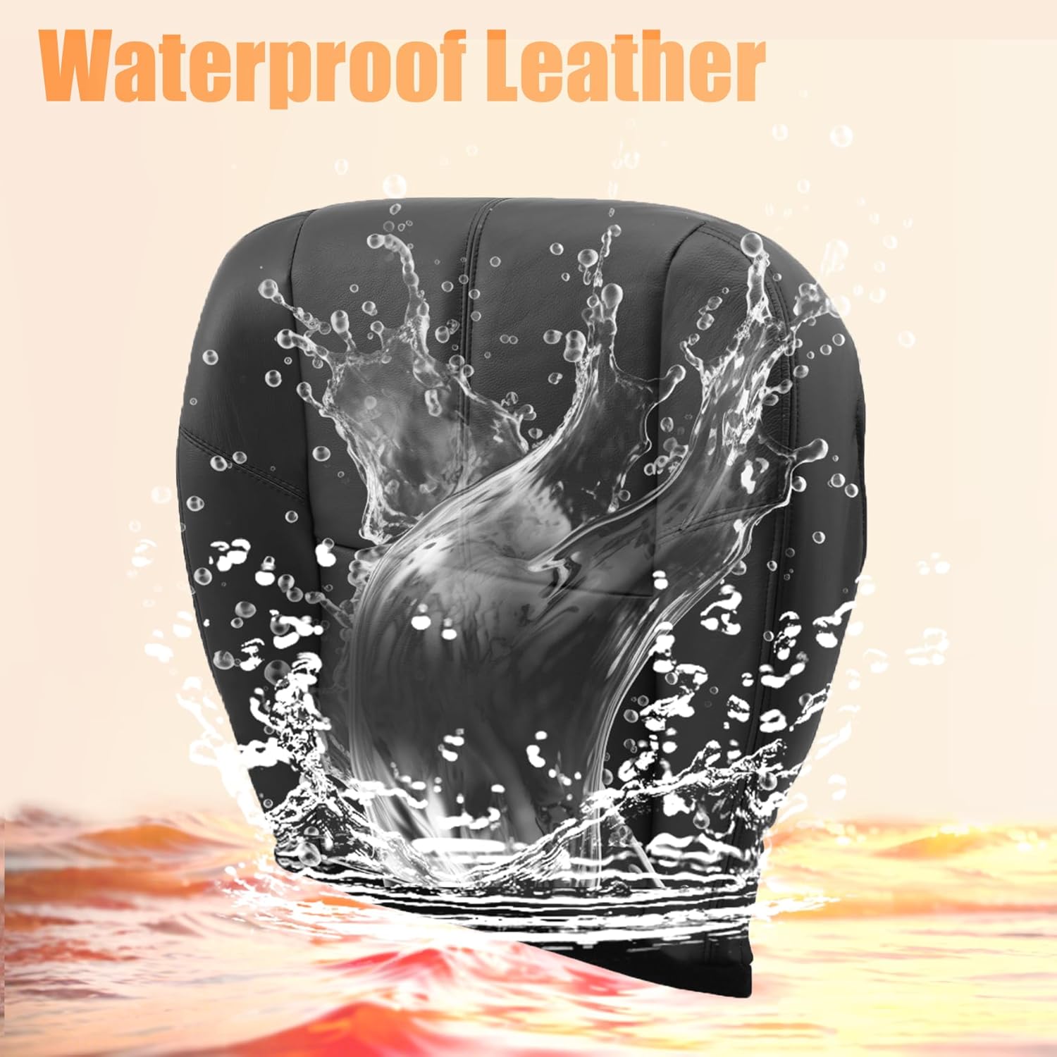 Driver＆Passenger Side Bottom Seat Covers ＆ Top Lean Back Leather Black(#193 Compatible with Chevy Silverado Suburban Avalanche/GMC Sierra Tahoe Yukon 2007 2008 2009 2010 2011 2012 2013 2014