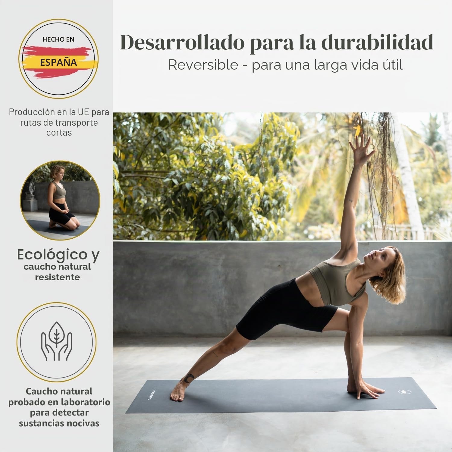 Lotuscrafts Esterilla de Yoga de Viaje plegable ARISE Travel - Fabricada en España - fina y fácil de plegar - esterilla de viaje ecológica de caucho 100% natural