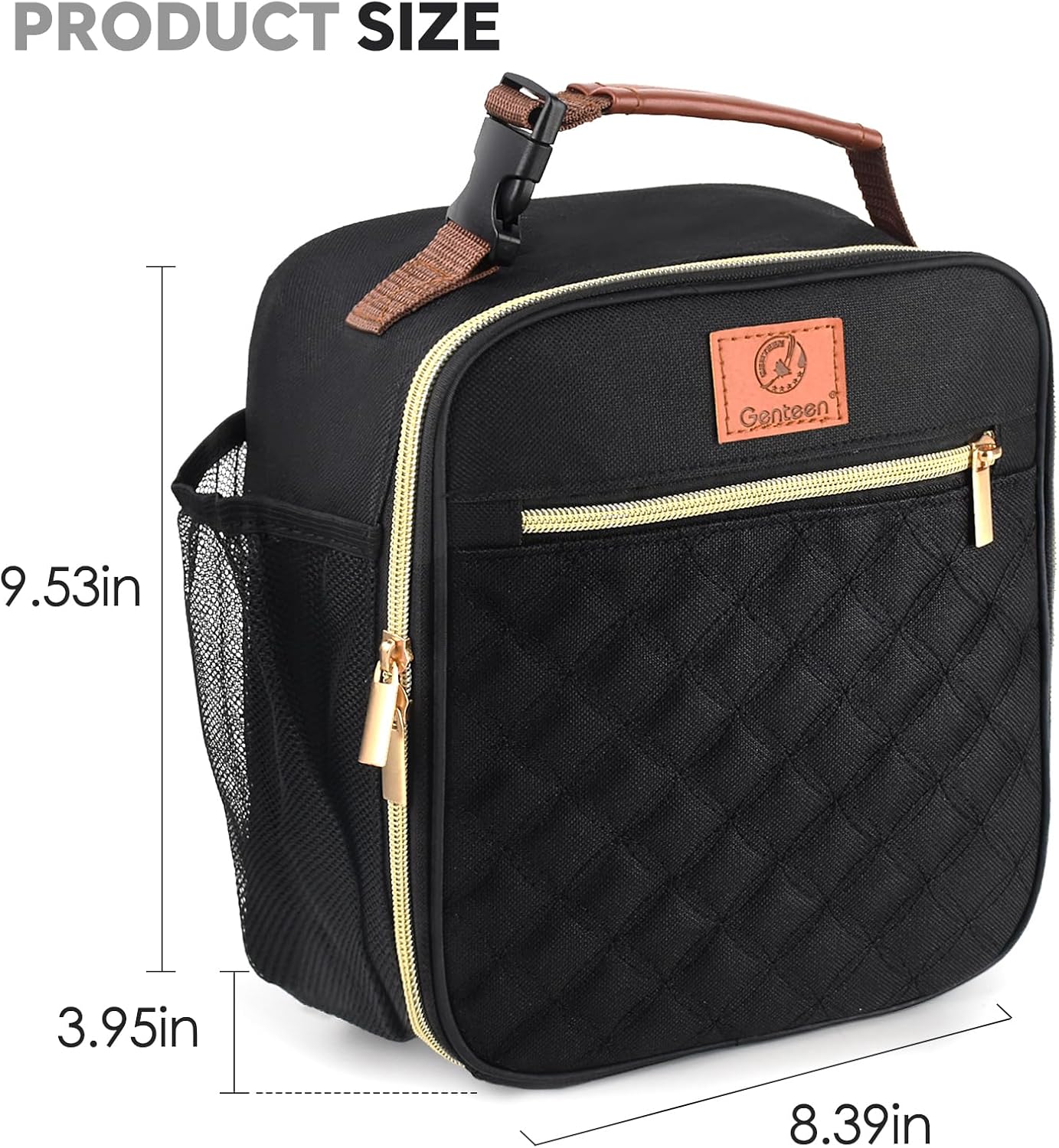 Genteen Kids Lunch Box Insulated Soft Mini Cooler with Bottle Holder, Lightweight Reusable Easy-Clean Lunch bag for Girls, Boys Back to School-Black image 3