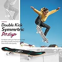 Vista 2 de BELEEV Patinetas para principiantes, 31 x 8 pulgadas, patineta completa para niños, adolescentes y adultos, 7 capas de arce canadiense doble patada