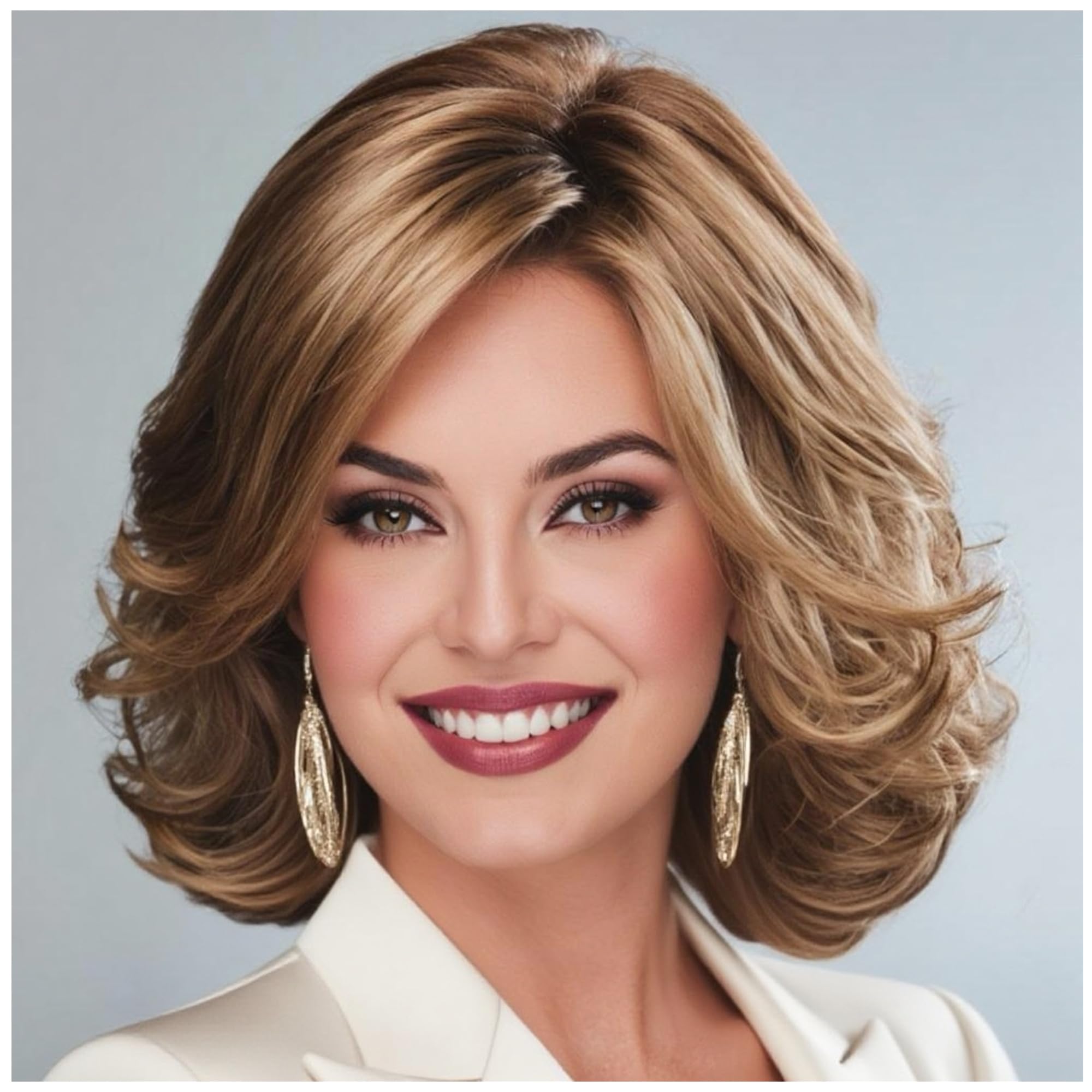 Short Brown Curly Wigs for Women Fashion Auburn Wavy Wig Heat Resistant Synthetic Hair Wigs for Daily,Halloween,Party