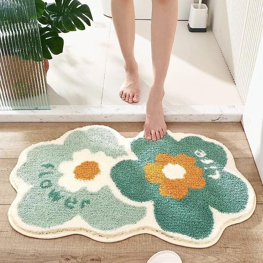 Image of Home Decor Multicolor Anti Skid Bath Mat for Bathroom, Anti Slip Bath mat, Non Slip Bath mat Door mat for Bathroom, Living Room Kitchen Bedroom (Flower Life Design)