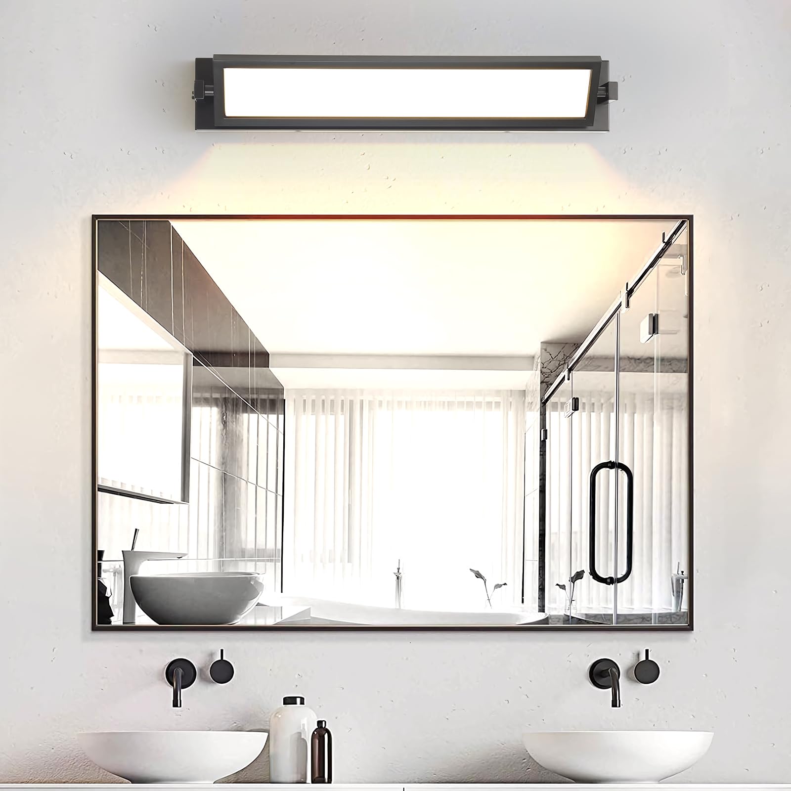 VAOZIURE Adjustable LED Dimmable Wall Lamps, Rotatable Metal Artwork Sconces, Art and Decor Lighting, Black