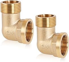 Messing Winkel 90 Grad 3/4 Zoll Rohrwinkel Bogen 3/4" IG/AG Sanitär Anschlussstücke Winkel Messing Winkel 90° Zubehör für Wasserschlauch 2 Stück
