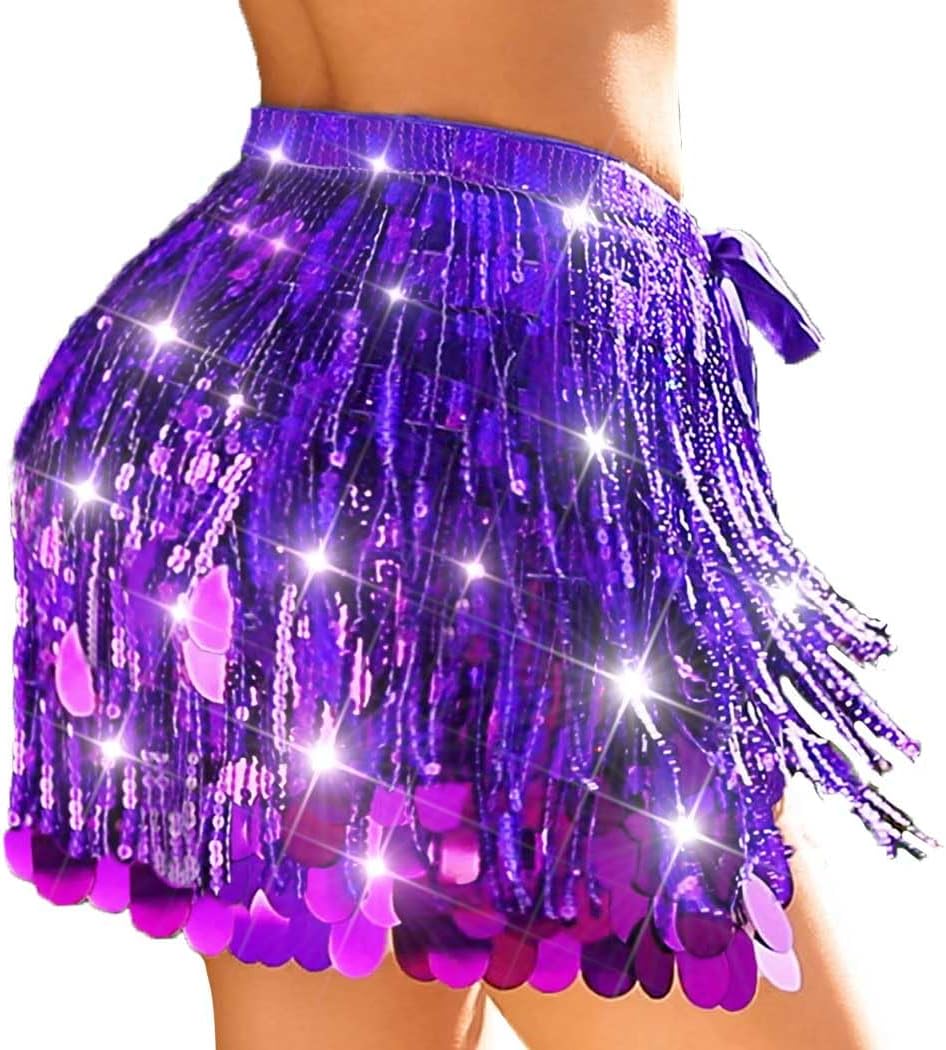 Nicute Sequin Skirt Sparkly Belly Dance Skirt Mermaid Costume for Women