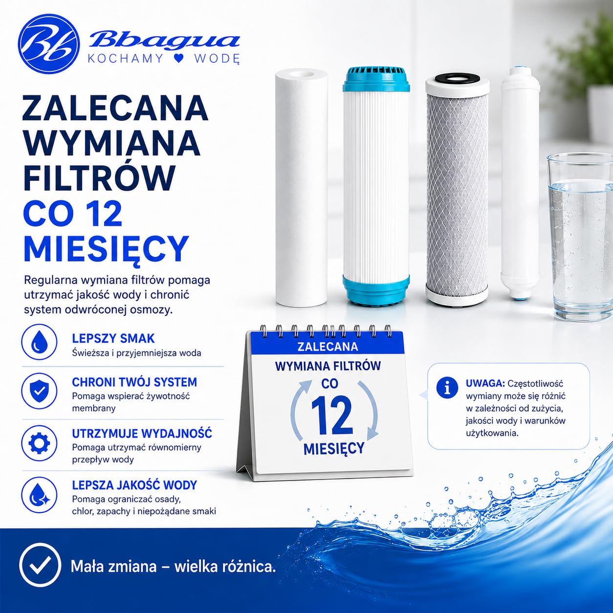 Zestaw 4 filtrów do wody do standardowego sprzętu do odwróconej osmozy. 1 osad, 1 węgiel GAC, 1 węgiel blokowy i 1 filtr końcowy z orzecha kokosowego. Wymieniaj raz w roku. Bbagua.