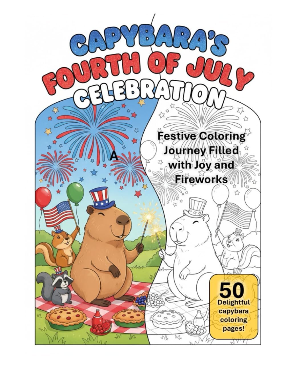 Capybara’s Fourth of July Celebration: A Festive Coloring Journey Filled with Joy and Fireworks