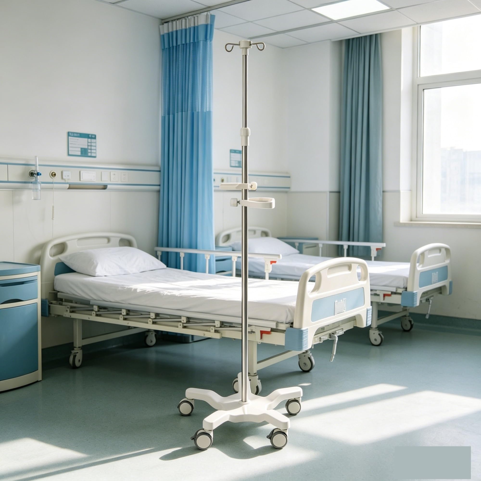 Portasueros Soportes for suero Portátil con ruedas 4 ganchos 5 patas Soporte para suero