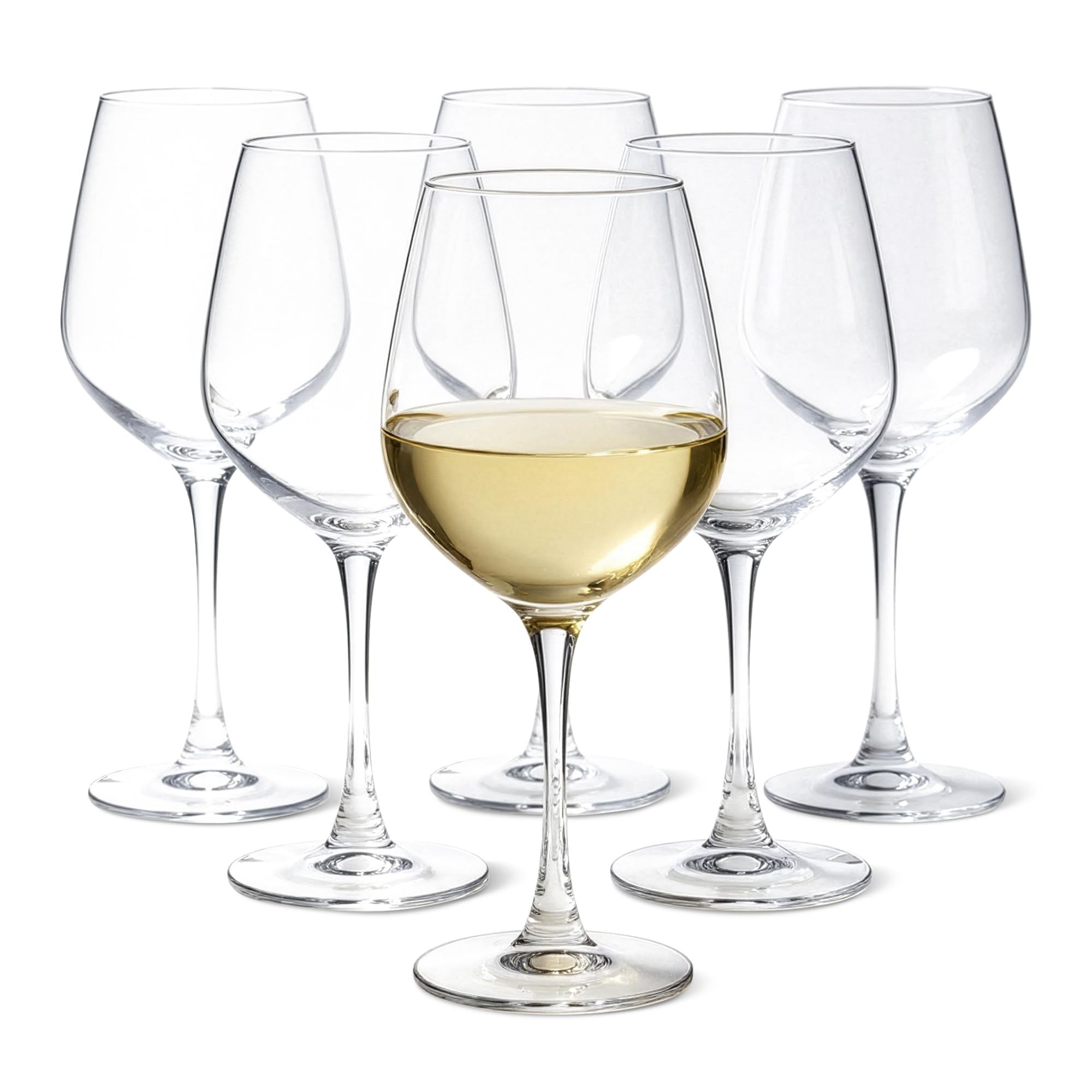 Amazon Basics Stiel-Weißweingläser, 6-Teiliges Set, 354,9ml, Spülmaschinenfest
