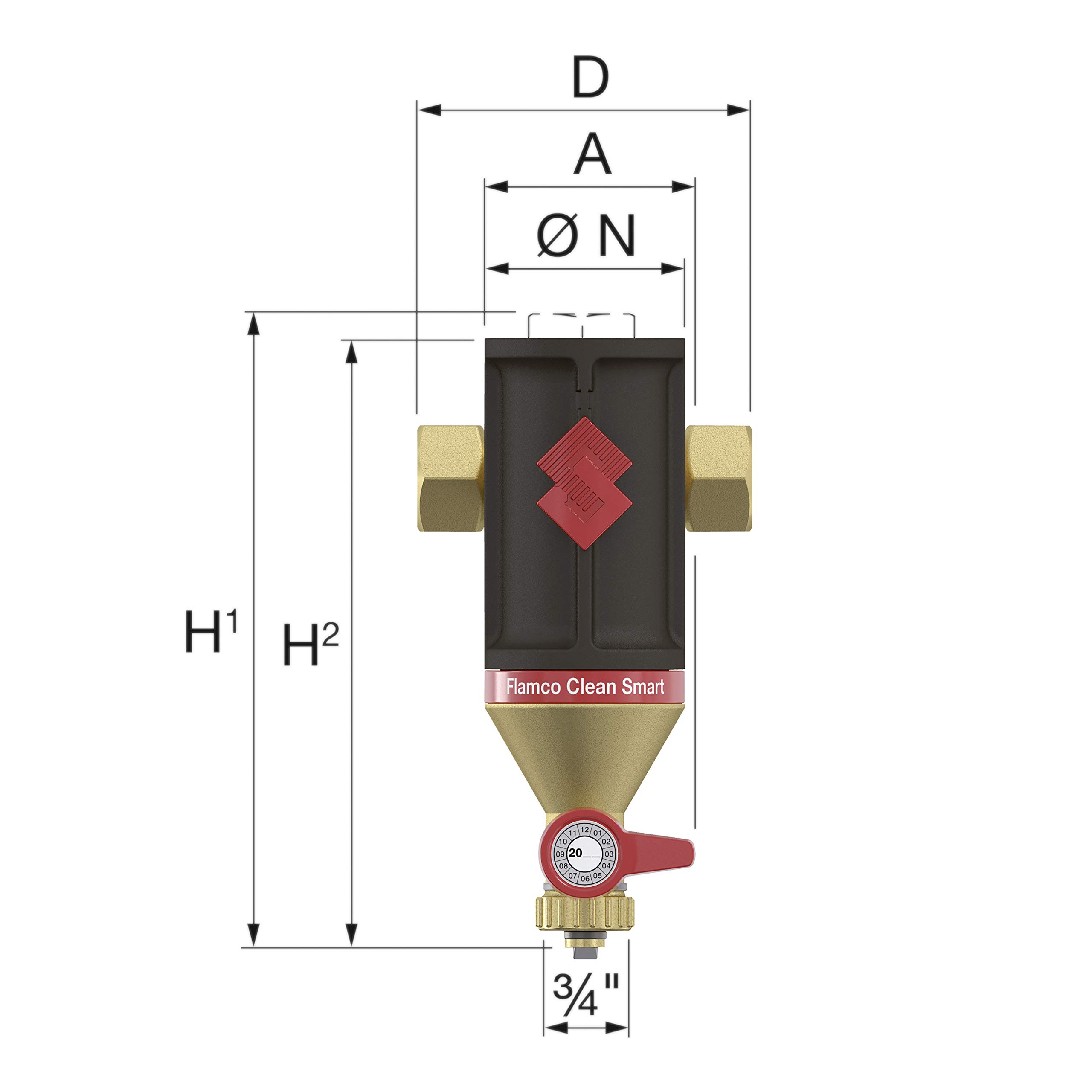 Flamco Clean Smart - Separador de lodo magnético (22 mm, 30022)