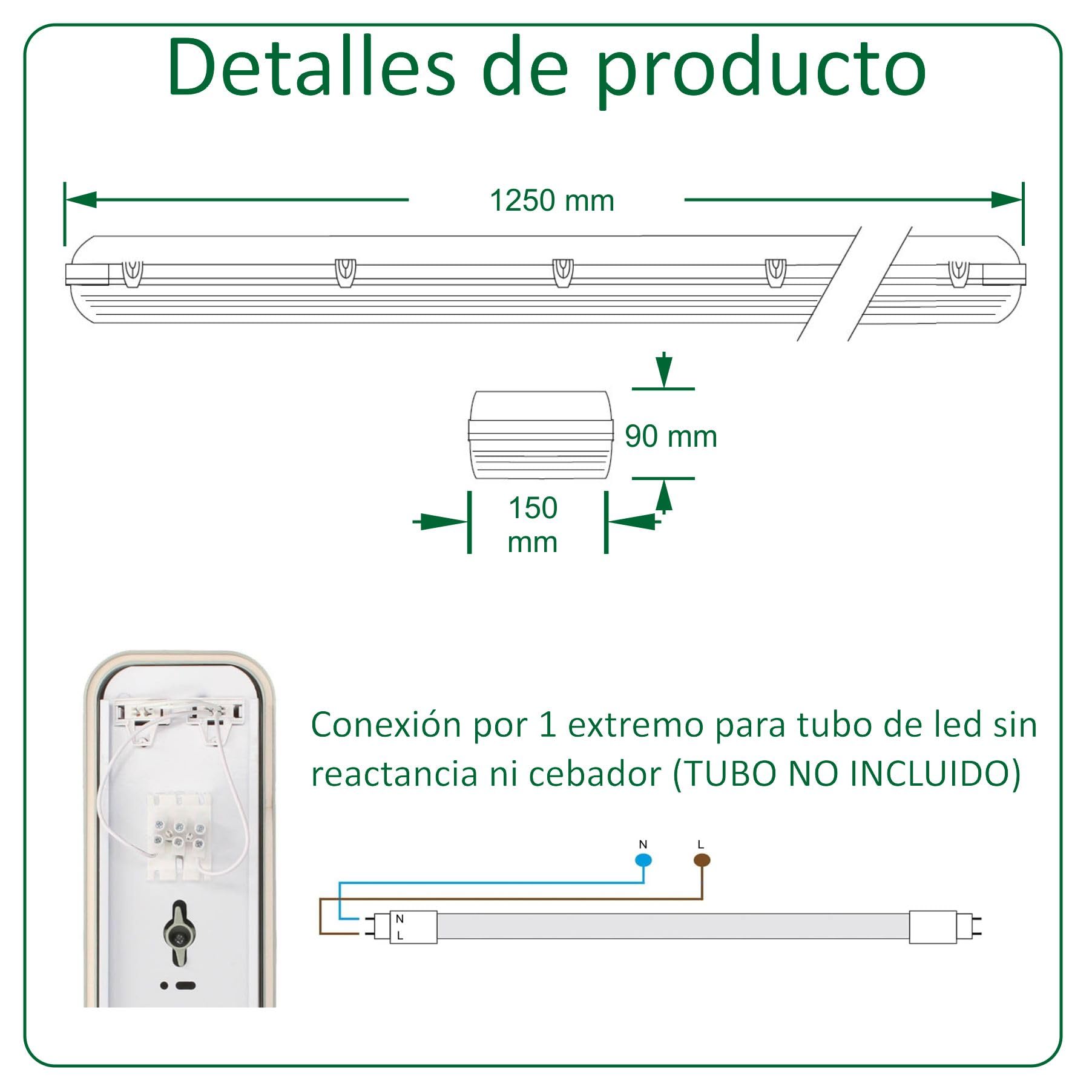 VZLED - Pantalla estanca para 2 tubos led 120 cm (SIN TUBO), pantalla doble, iluminación garaje, iluminación fluorescente, pantalla fluorescente estanca (Pack 2 uds para 2 tubos 120 cm SIN TUBO)