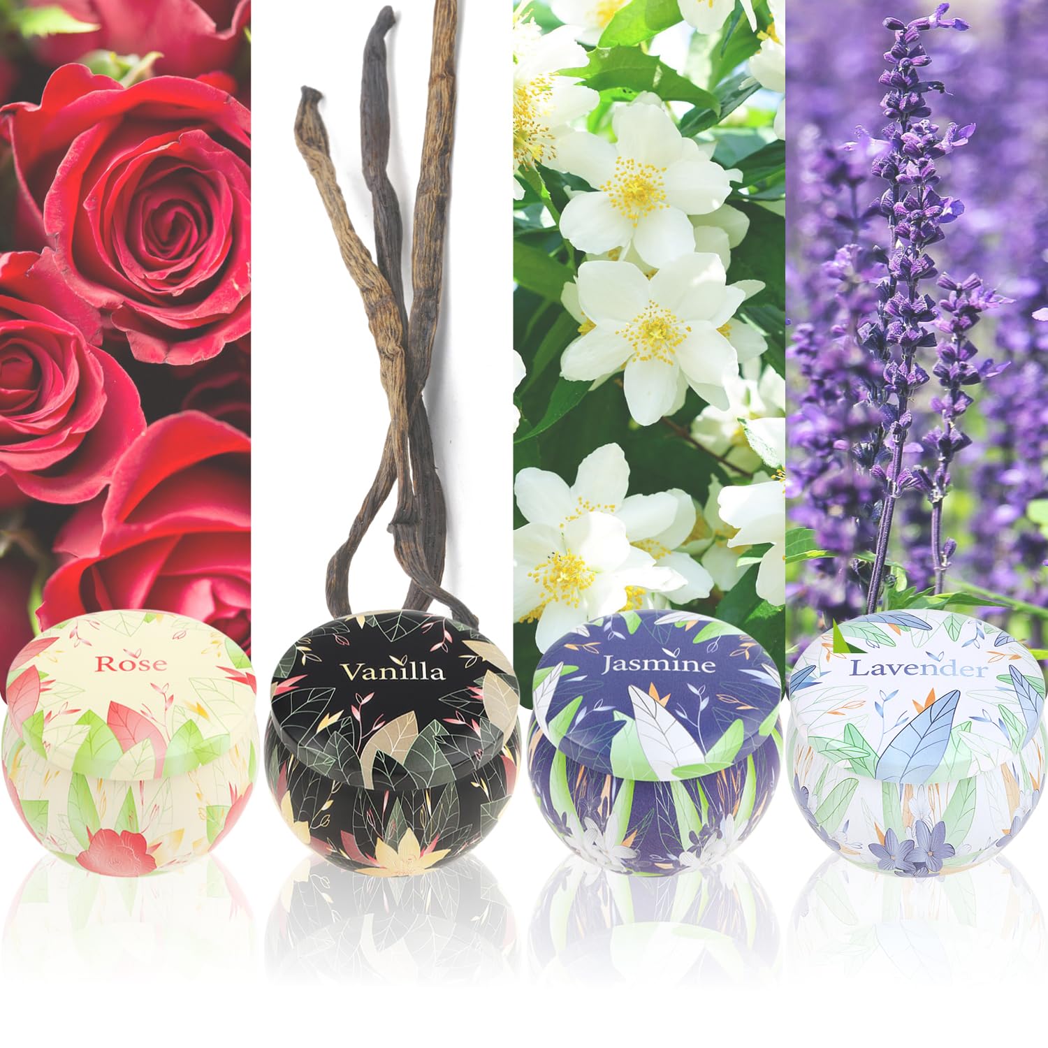 com-four® 4X Geschenk-Box mit insgesamt 16 Duftkerzen - 4 Kerzen je Set für Frauen und Männer - Geschenk für Geburtstag und Muttertag - Kerzen für Aromatherapie, Entspannung