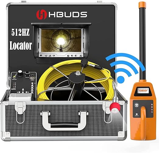 HBUDS Sewer Camera with Locator 100ft, SelfLeveling, Distance Counter