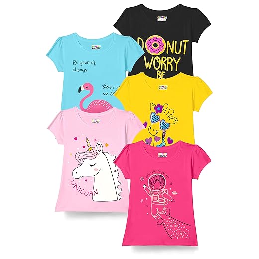 Kuchipoo Girls Half Sleeves Regular Fit Cotton T-Shirt