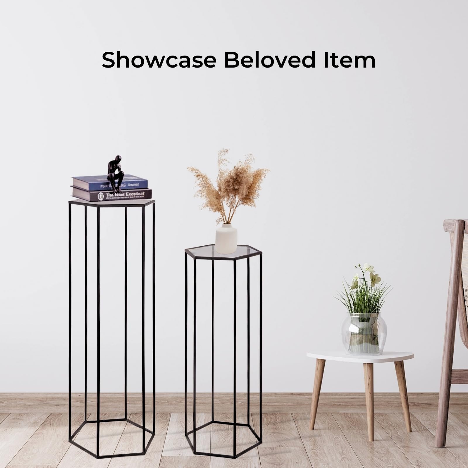 3 soportes cilíndricos hexagonales de metal para fiestas, pedestal de pasteles, soporte de flores para boda, soporte de plantas para cumpleaños, boda, sala de estar, patio, decoración de